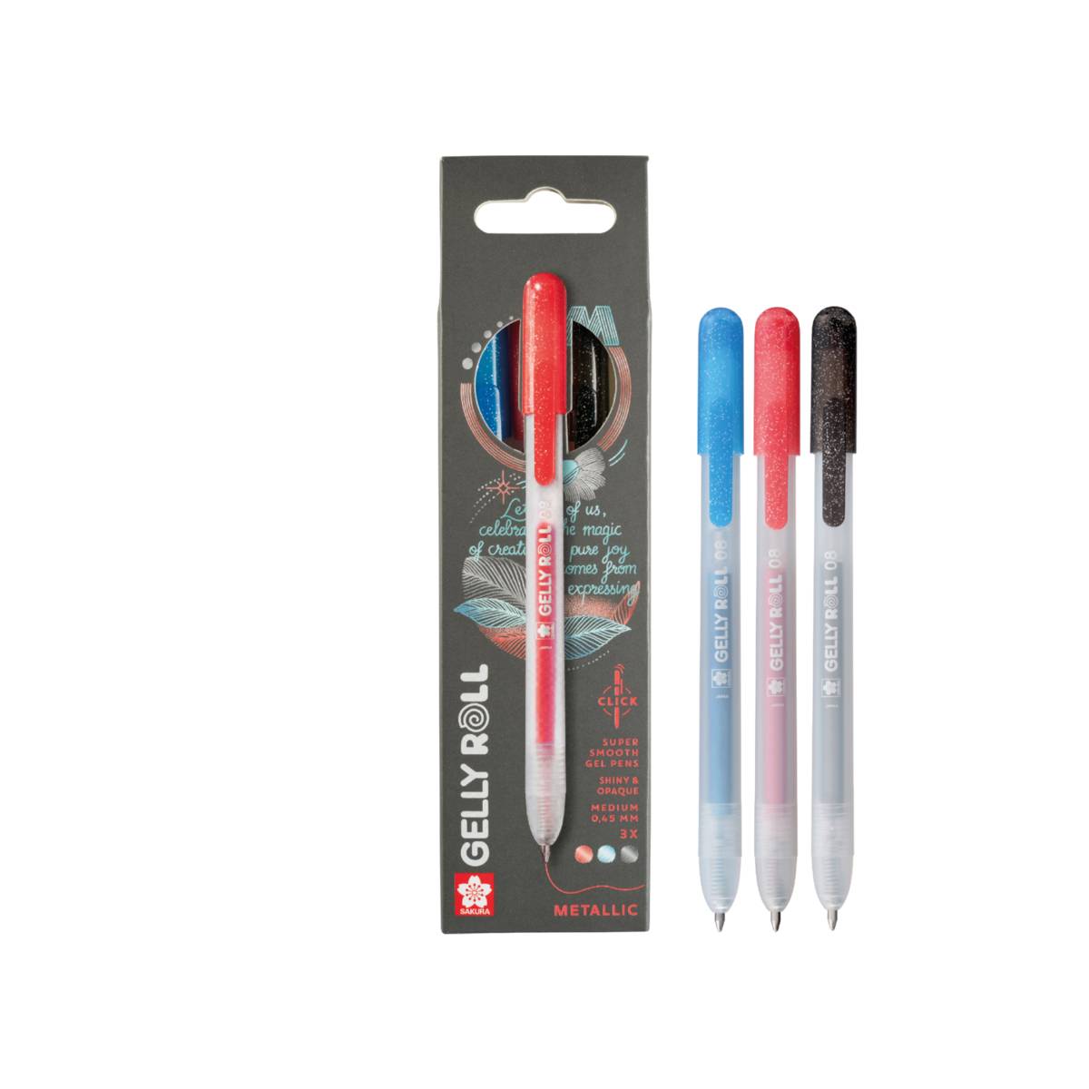 Gelly Roll shiny metallic 3er set basic mécanisme d'impression