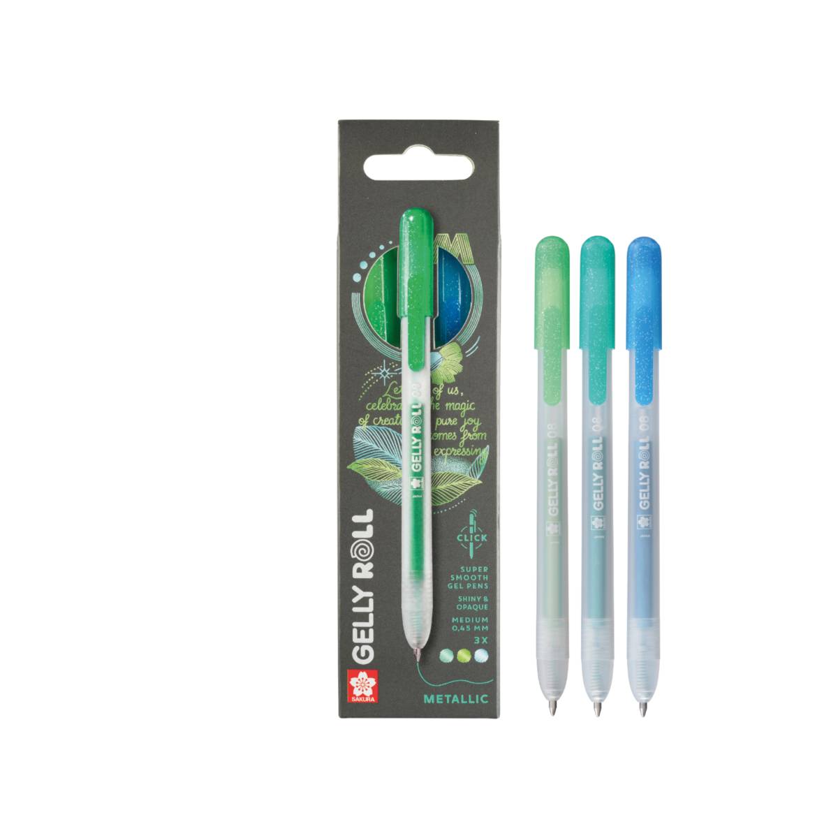 Gelly Roll shiny metallic set de 3 impression forêt
