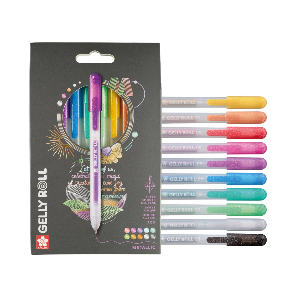 Set de 10 gelly roll métalliques brillants