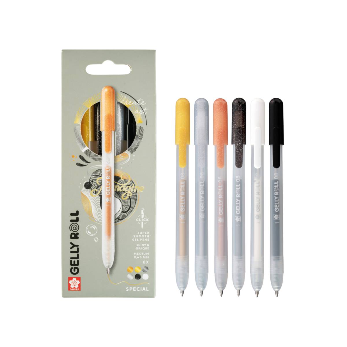 Gelly roll spécial lot de 6 mécanisme à pression