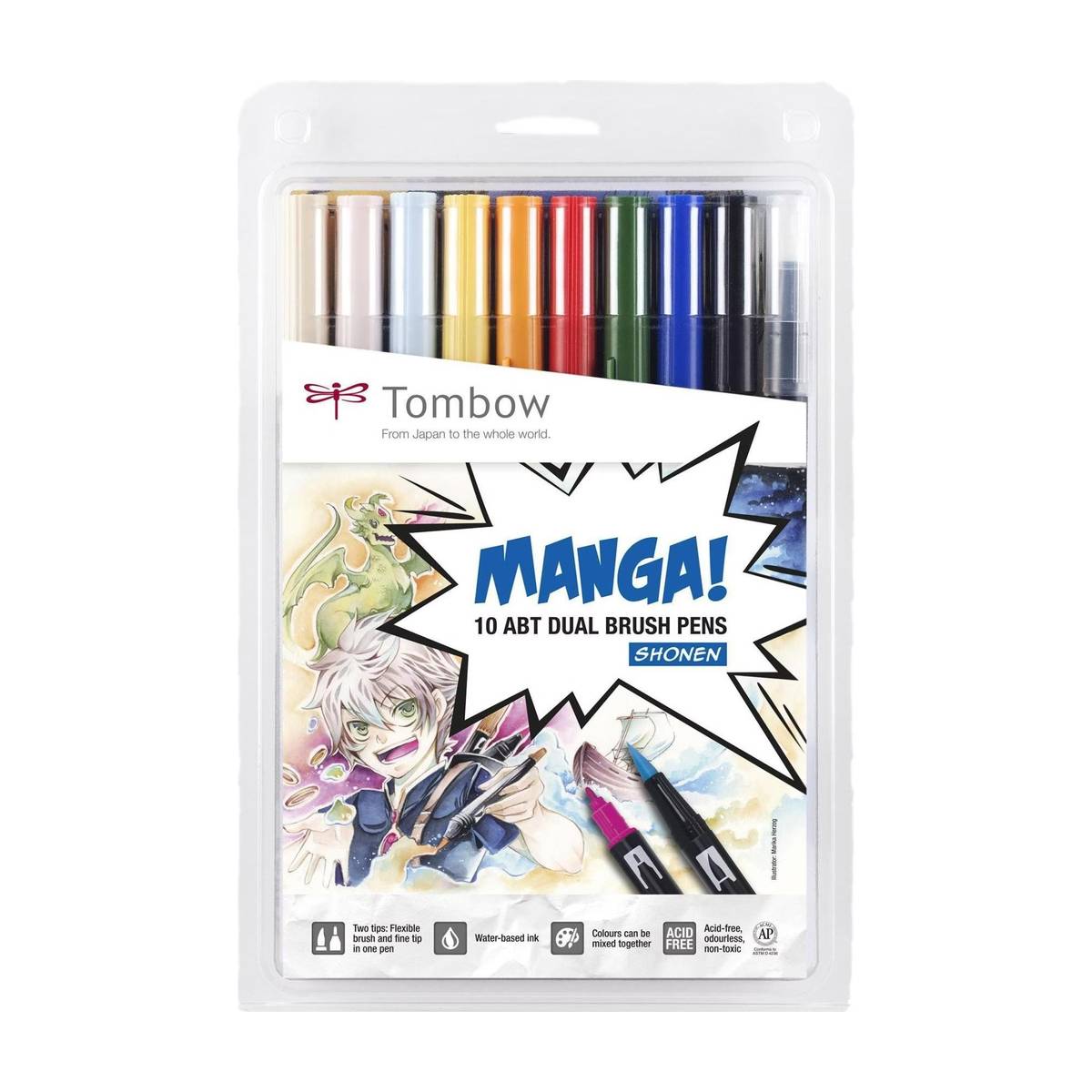 Dual Brush Pen 10er Set Manga Shonen