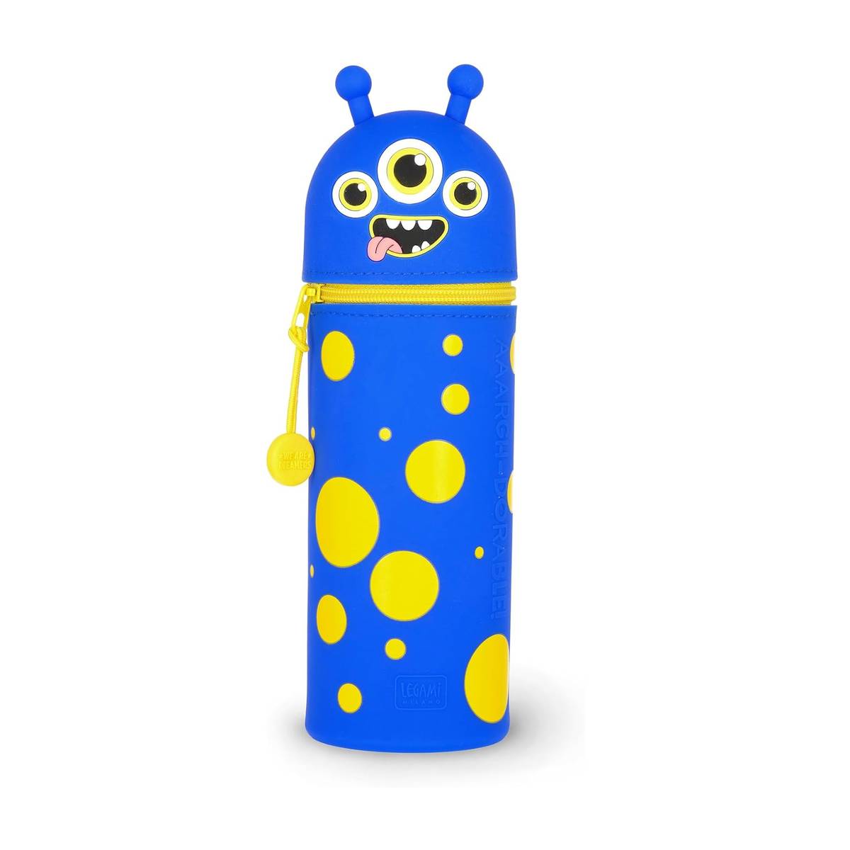 Legami Kawaii 2-in-1 Federmäppchen & Stifttasche, rund, Monster-Motiv, blau