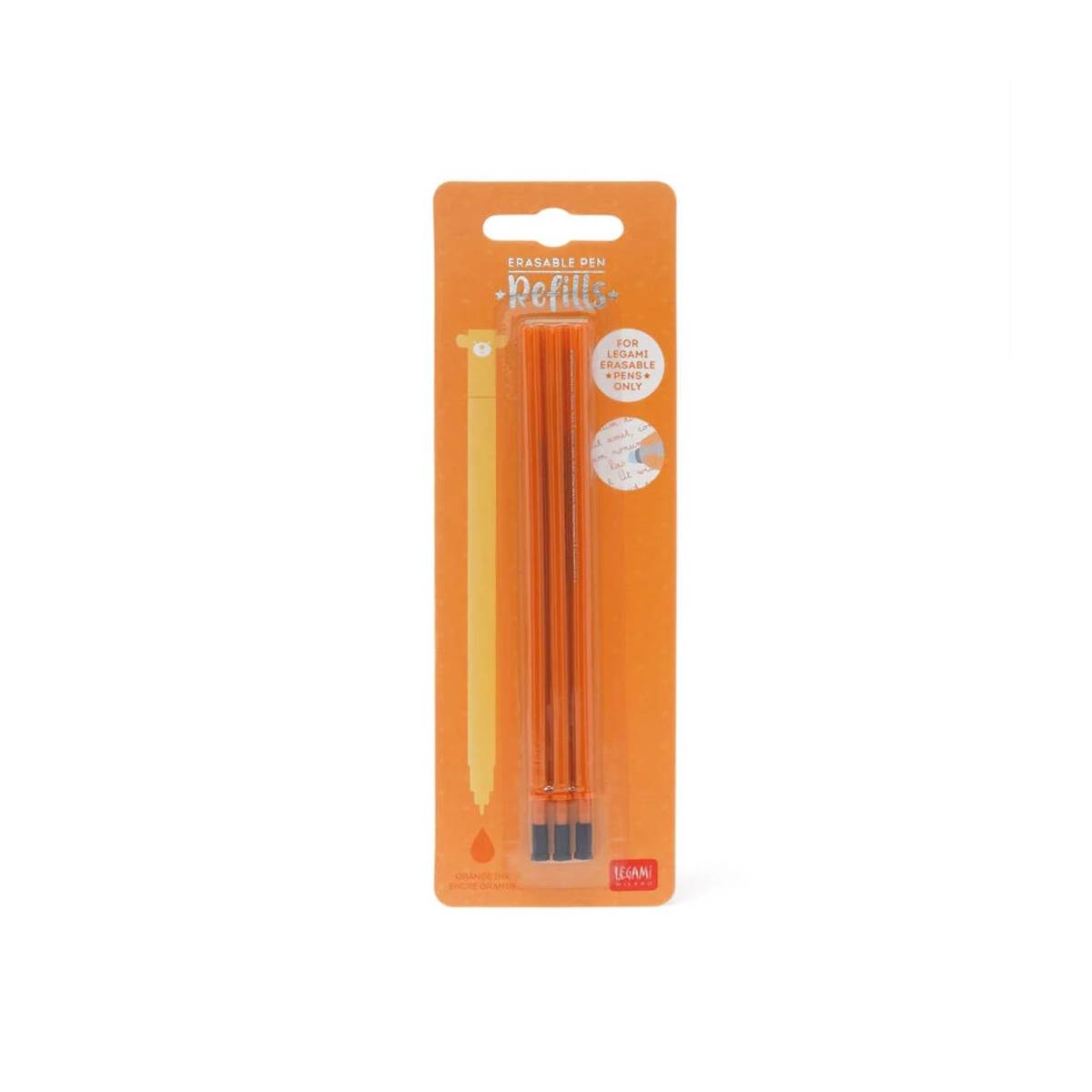 Legami 3er Refill Gelstift Set – Orange, radierbar, inkl. Tinte