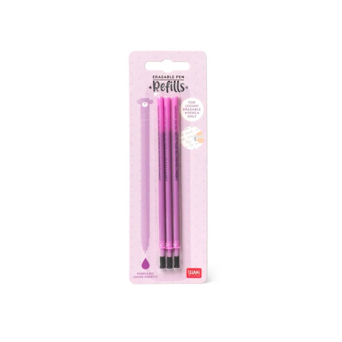 Legami 3er Set Refill Gelstift Violett – Radierbare Tinte für Künstler, Schule & Büro