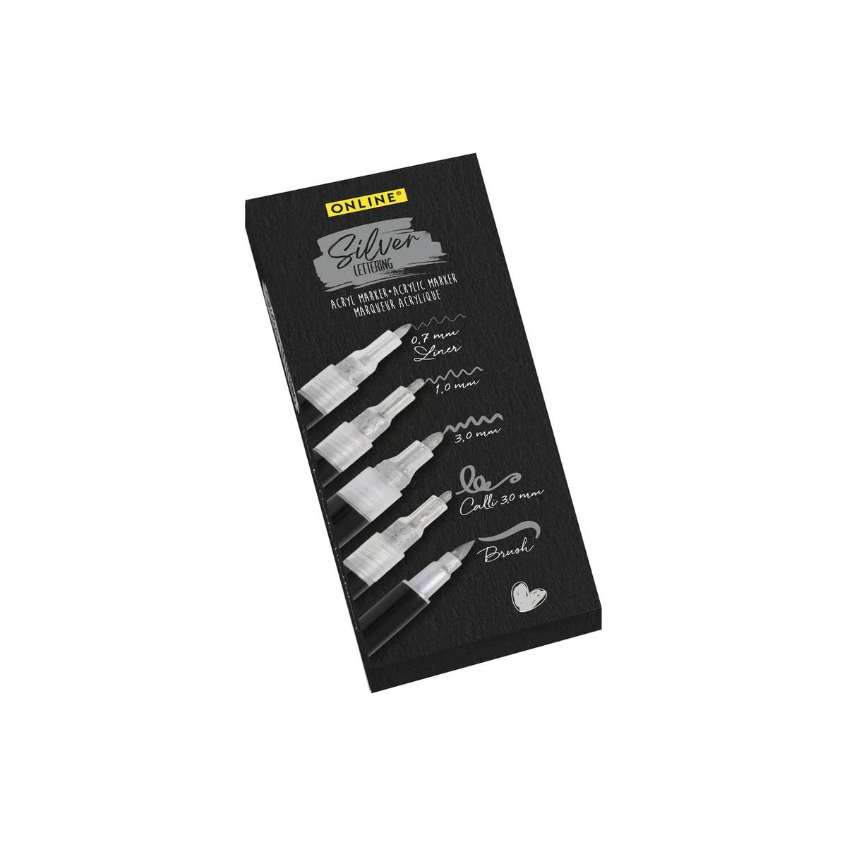 Online - Silber Lettering Set 5-teilig