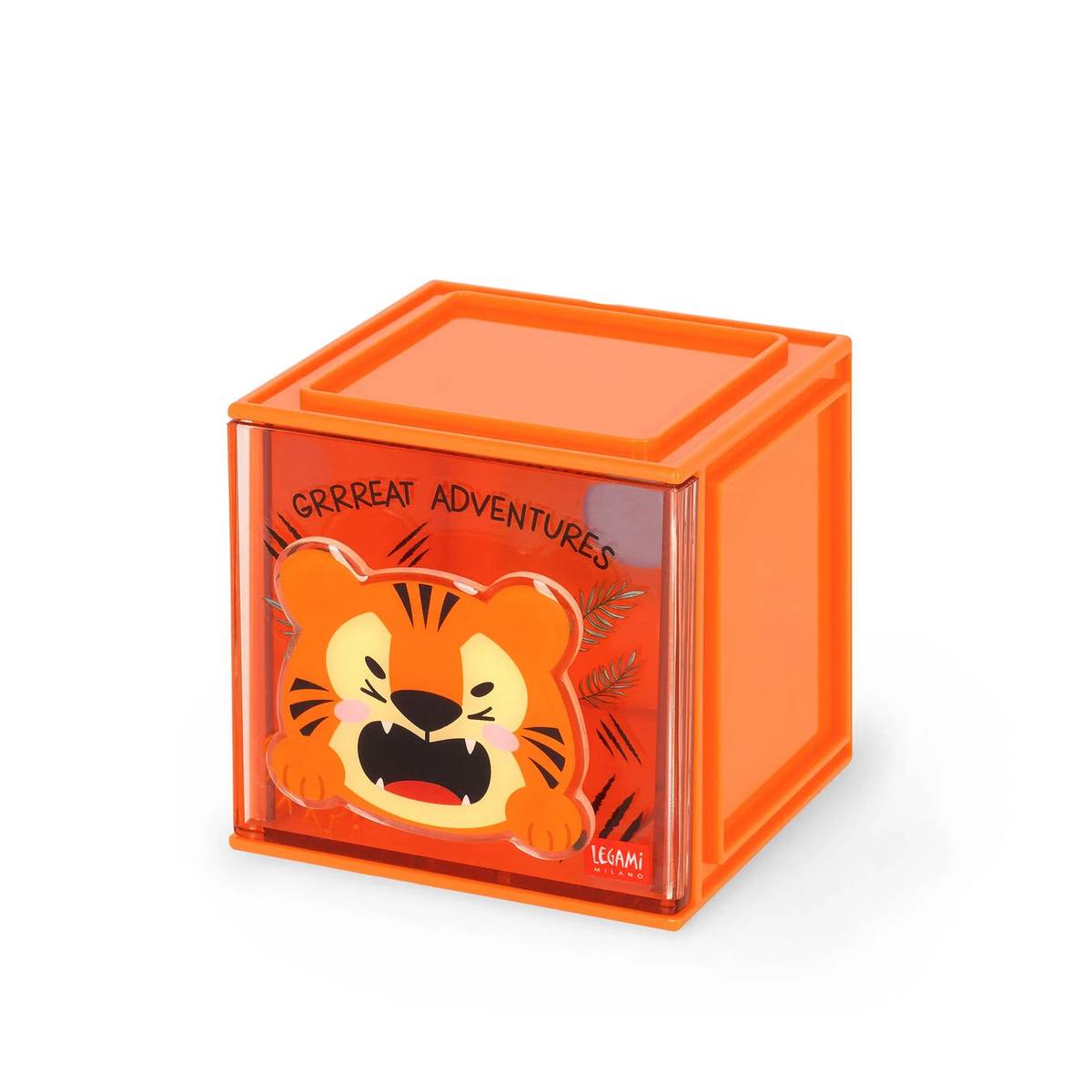 Legami Erweiterbare Schreibtischbox - Cutie Cube Tiger | Büro- & Schul-Organizer inkl. dekorativer Aufkleber