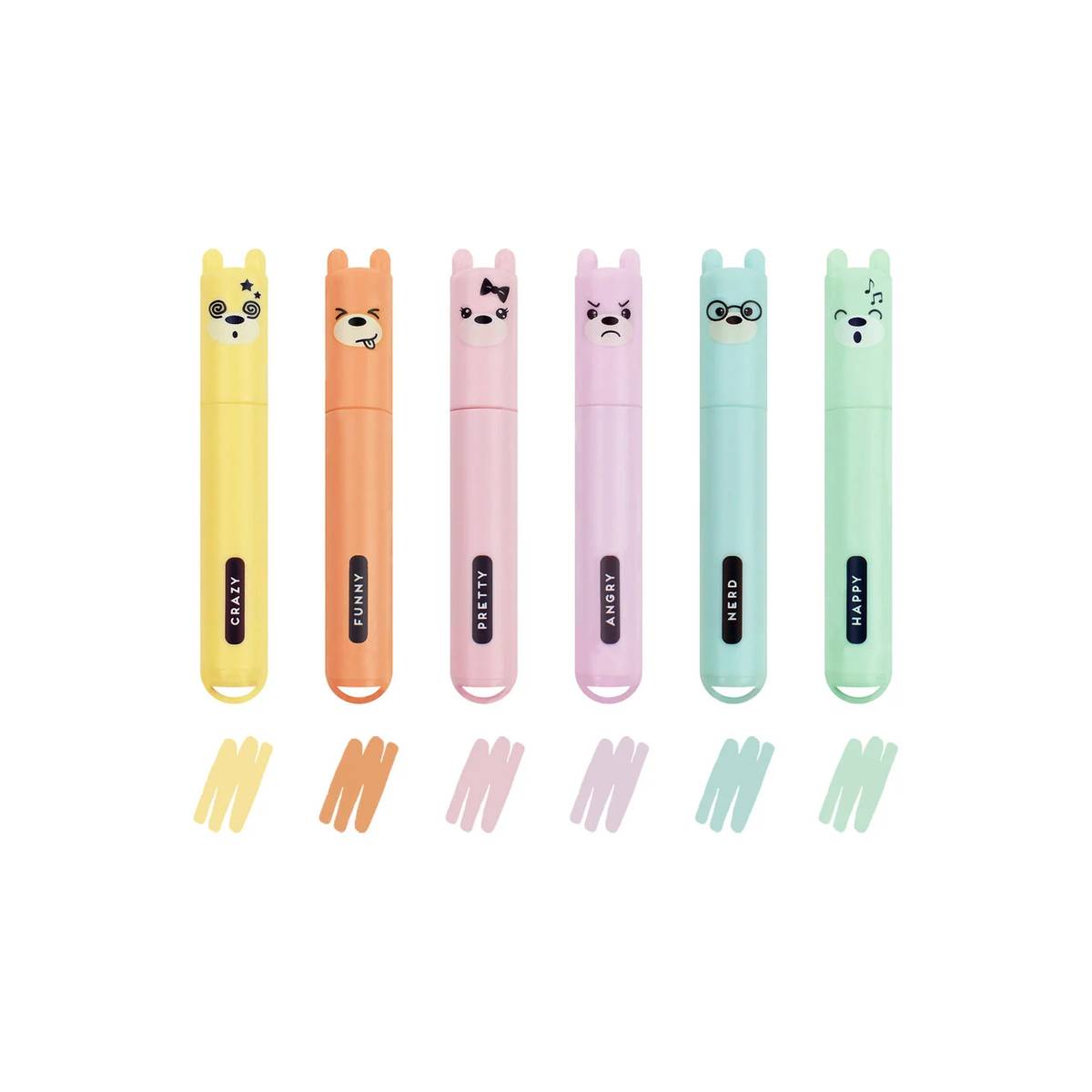 Legami Teddy's Mood Mini Textmarker Set – Pastellfarben 6er, ideal für Schule, Büro & Kunst