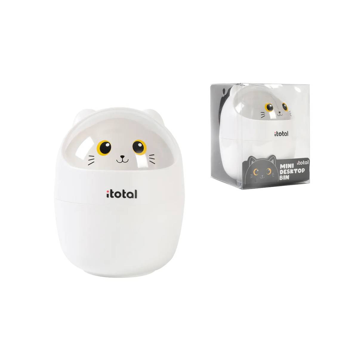 iTotal - Tischabfalleimer MiniDesk Katze Weiss