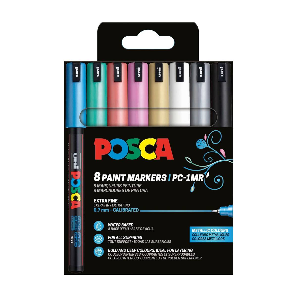 Uni Pc-1mr Marqueurs Acryliques Métalliques Set De 8 À Pointe Ronde