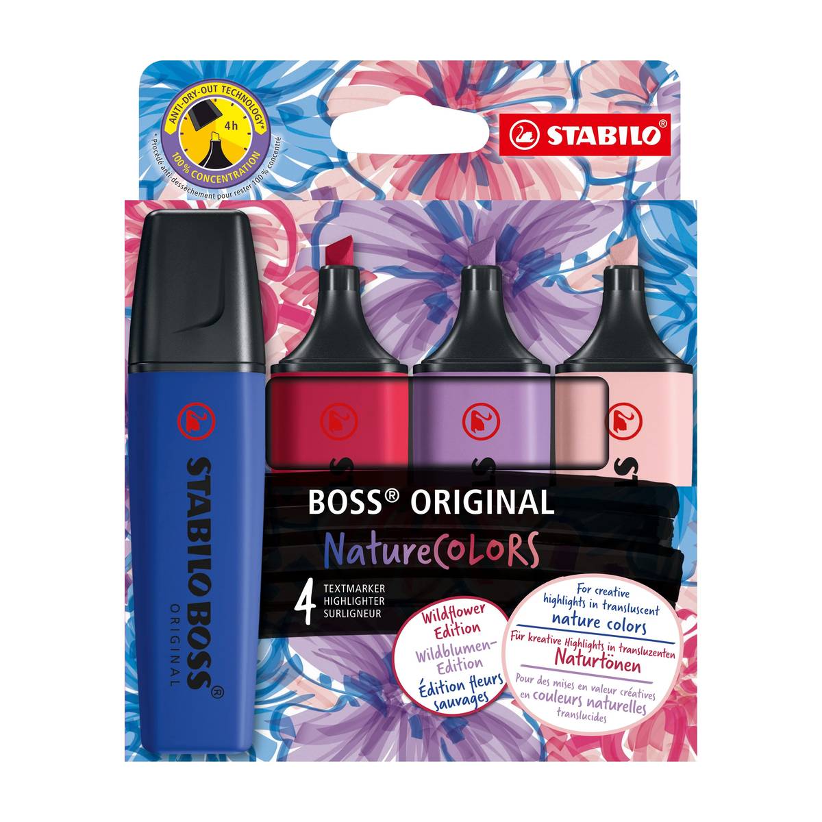 Stabilo - Boss Original Marqueurs Fluorescents Nature Couleurs Lot De 4 Édition Wildflower Édition Wildflower