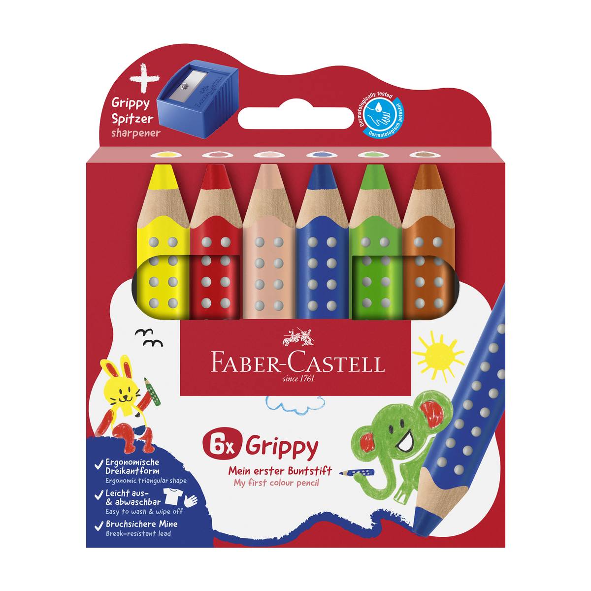 Grippy set de 6 crayons de couleur pour les tout-petits