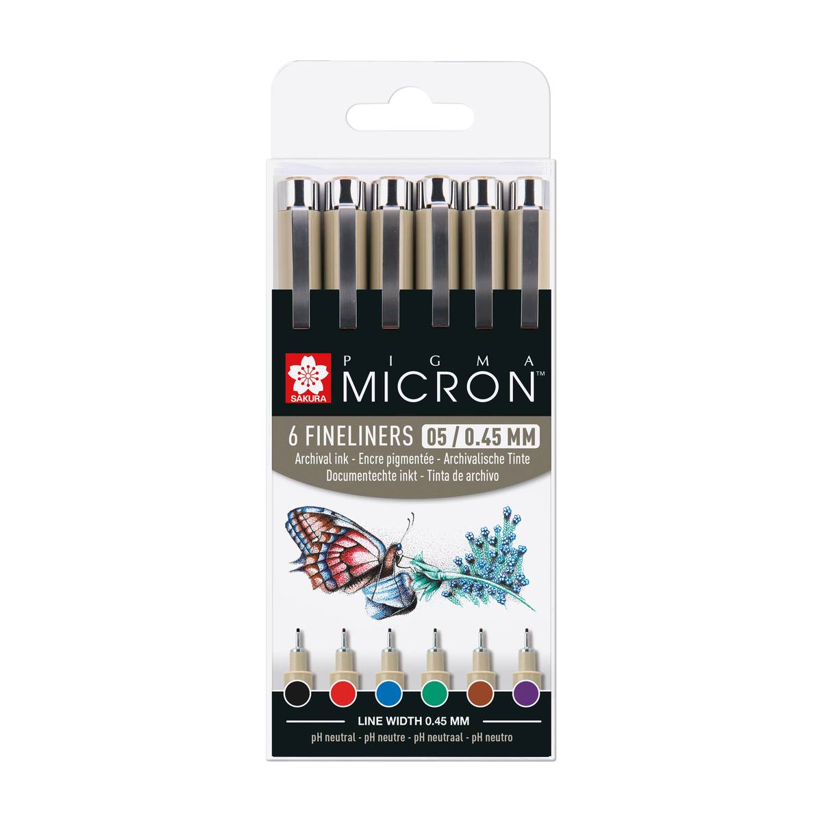 Sakura - Pigma Micron Fineliner 6er-Set farbig 0.45mm