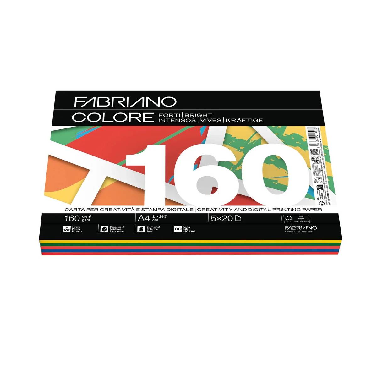 Colore Farbiges Papier A4 160g 100 Blatt in kräftigen Farben