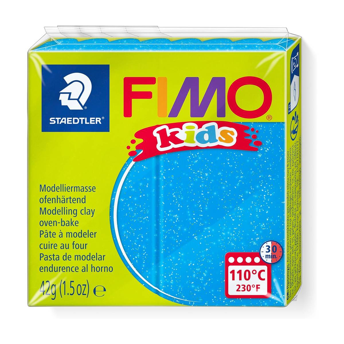 FIMO kids Modelliermasse Glitter blau 42g