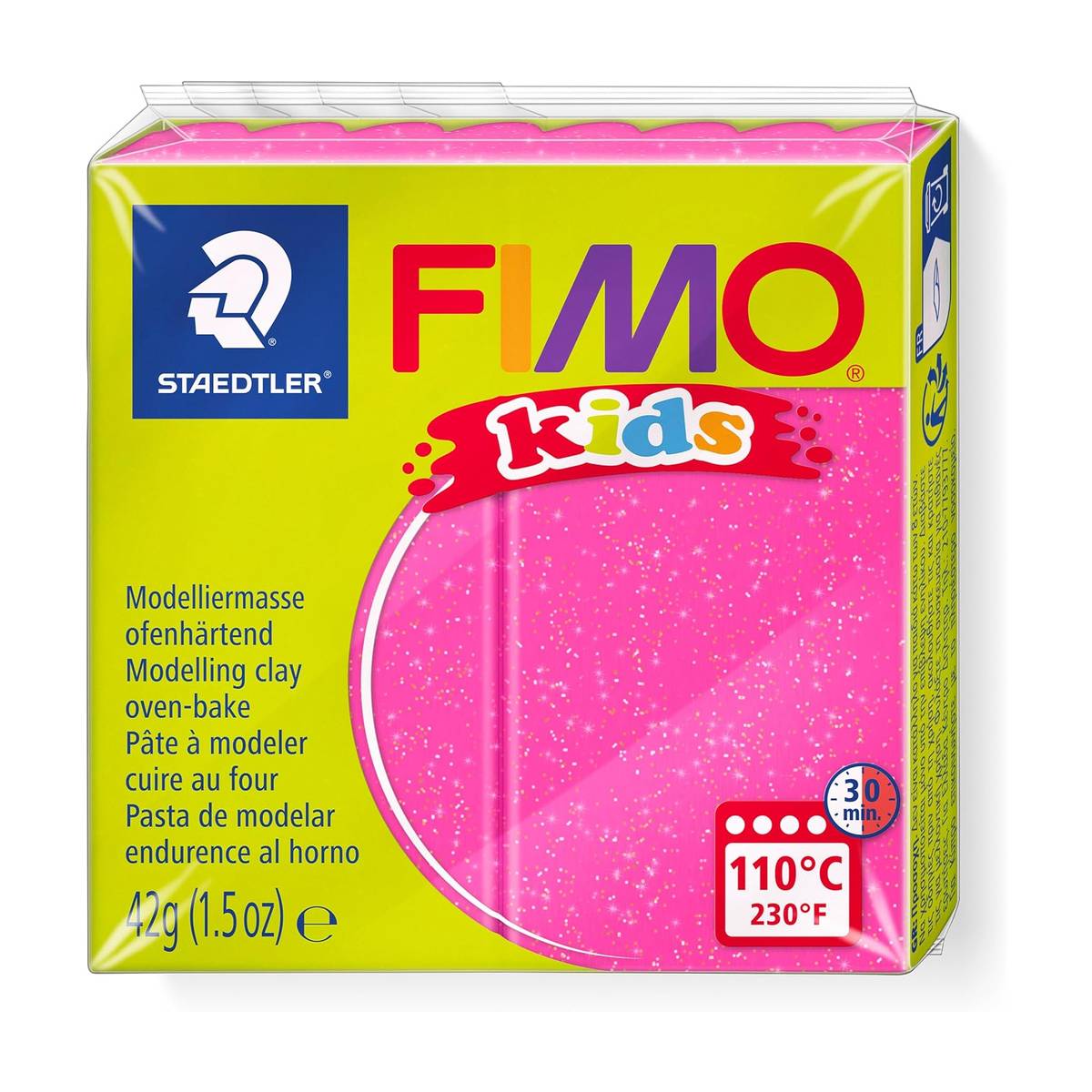 FIMO kids Modelliermasse Glitter pink 42g