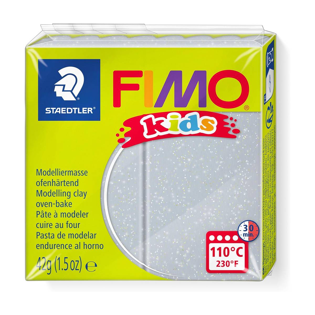 FIMO kids Modelliermasse Glitter silber 42g