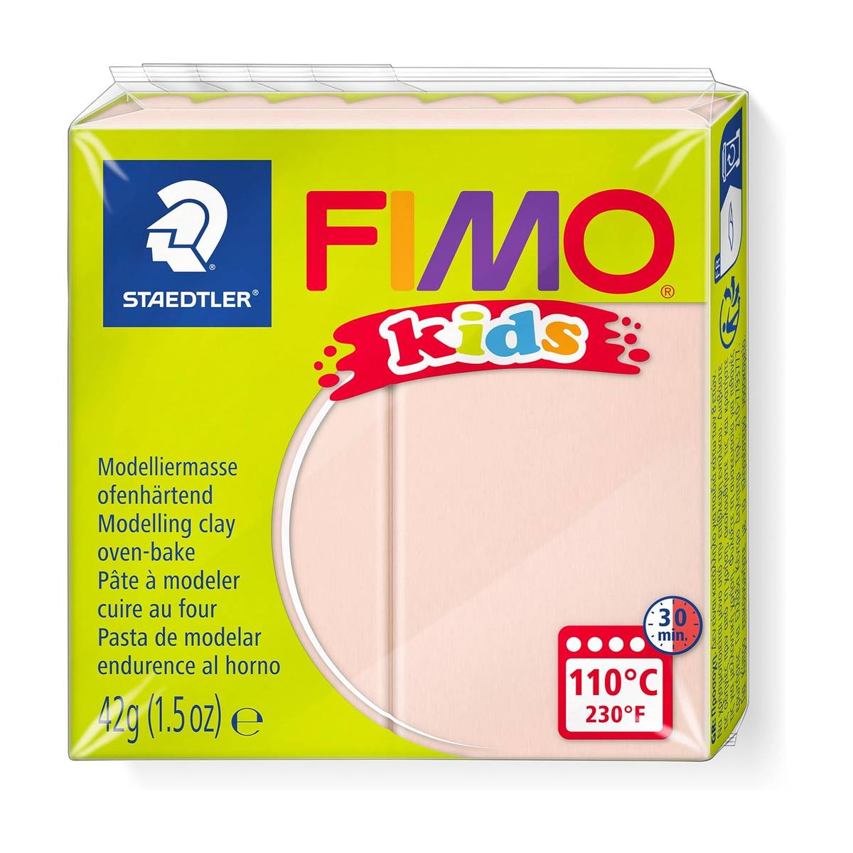 Staedtler FIMO kids Modelliermasse, blassrosa 42g – Weiches, kindgerechtes Knetmaterial für kreativen Bastelspaß
