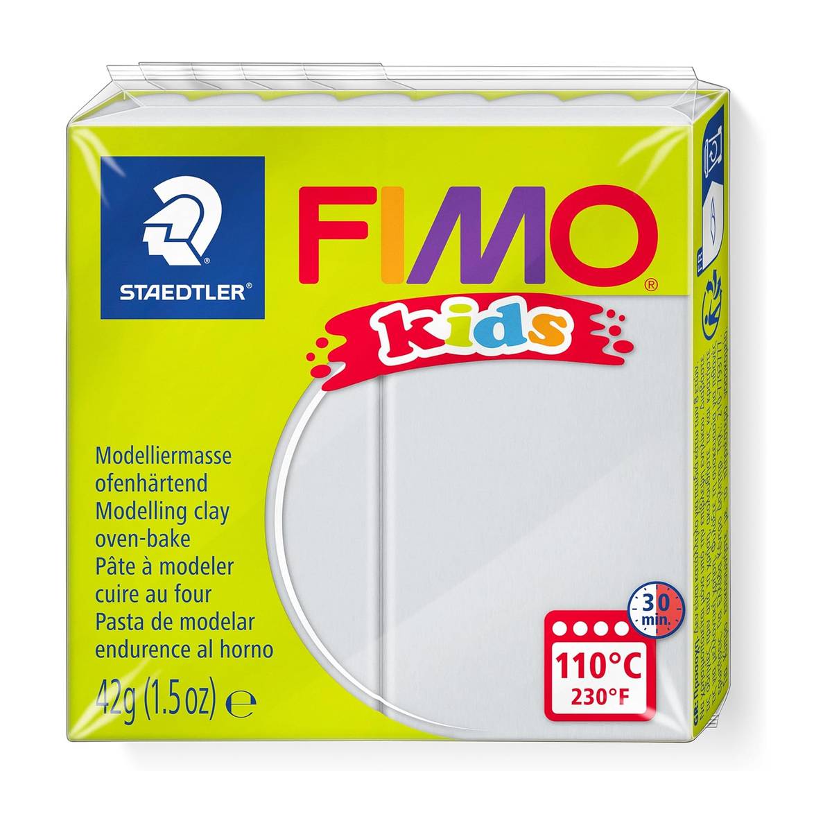 Staedtler FIMO Kids Modelliermasse hellgrau 42g – Kreative Modelliermasse für Kinder & Feinmotorik für Knetspaß