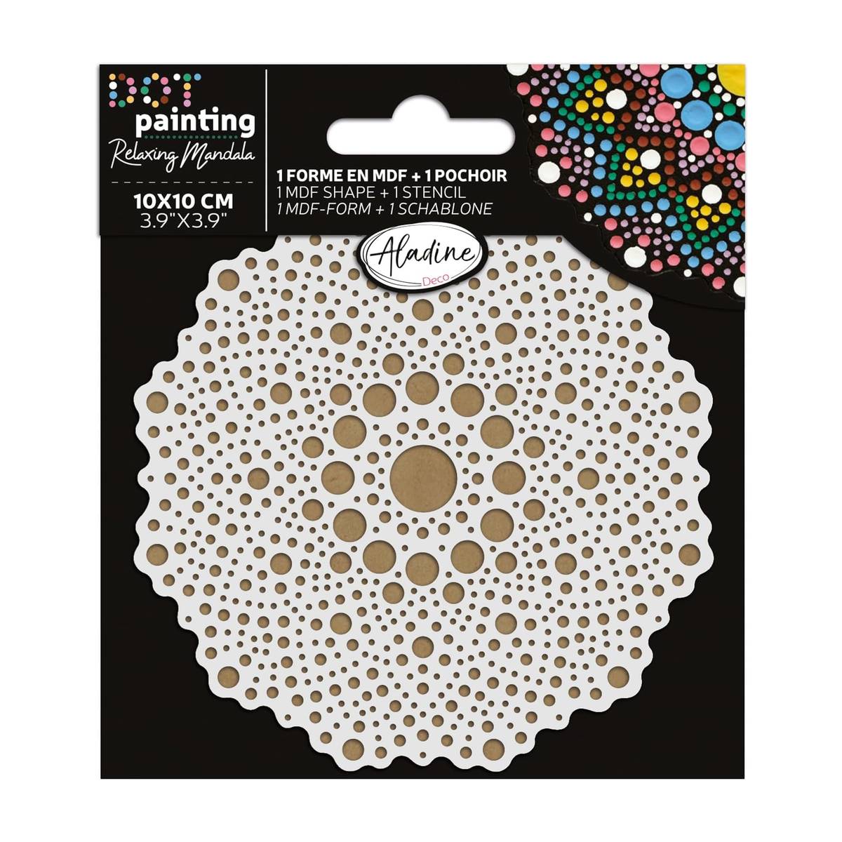 Aladine Dot Painting Schablone Wellenkreis 10cm – Kreatives Künstermaterial für Punktmalerei und Schreibwaren