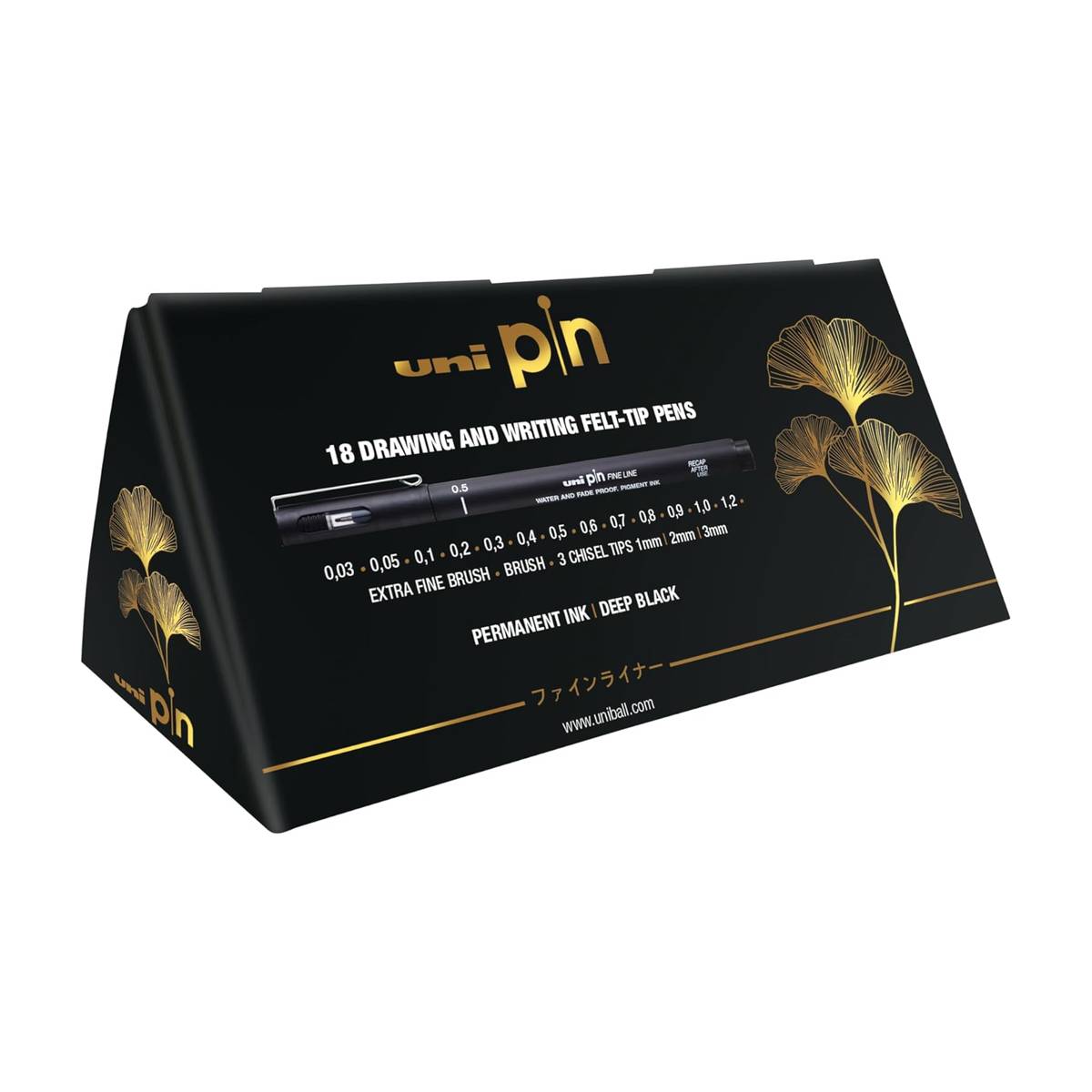 uni PIN 18er Fineliner Set Schwarz – Professionelles Zeichen- & Skizzier-Set mit wasserfester, lichtechter Pigmenttinte