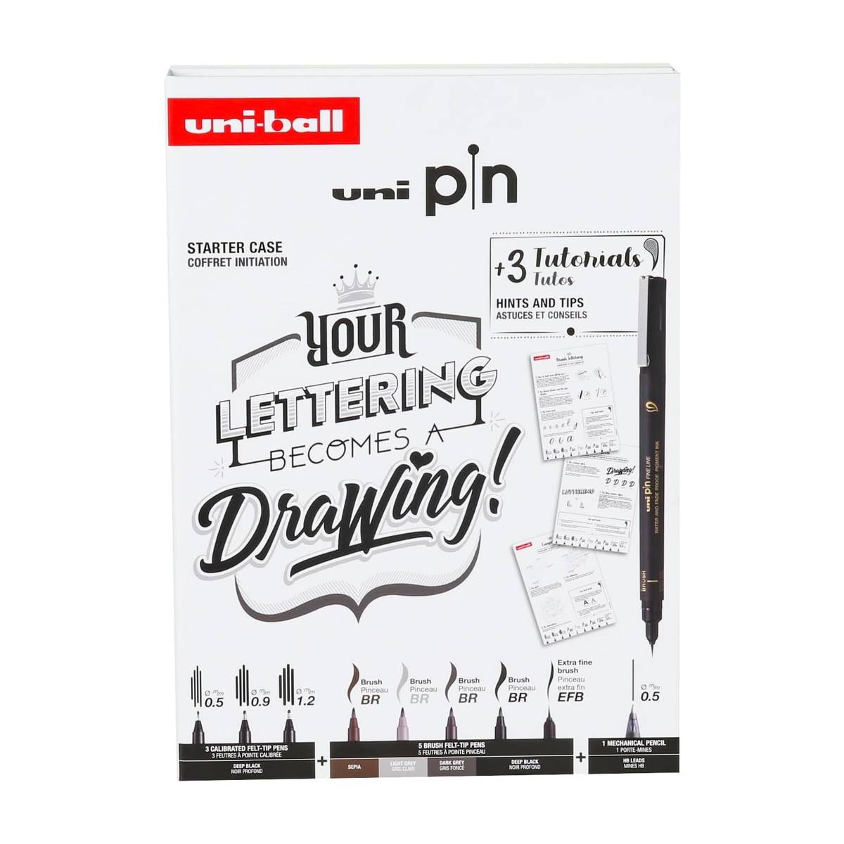 uni - Fineliner Pin Starter Set Lettering 