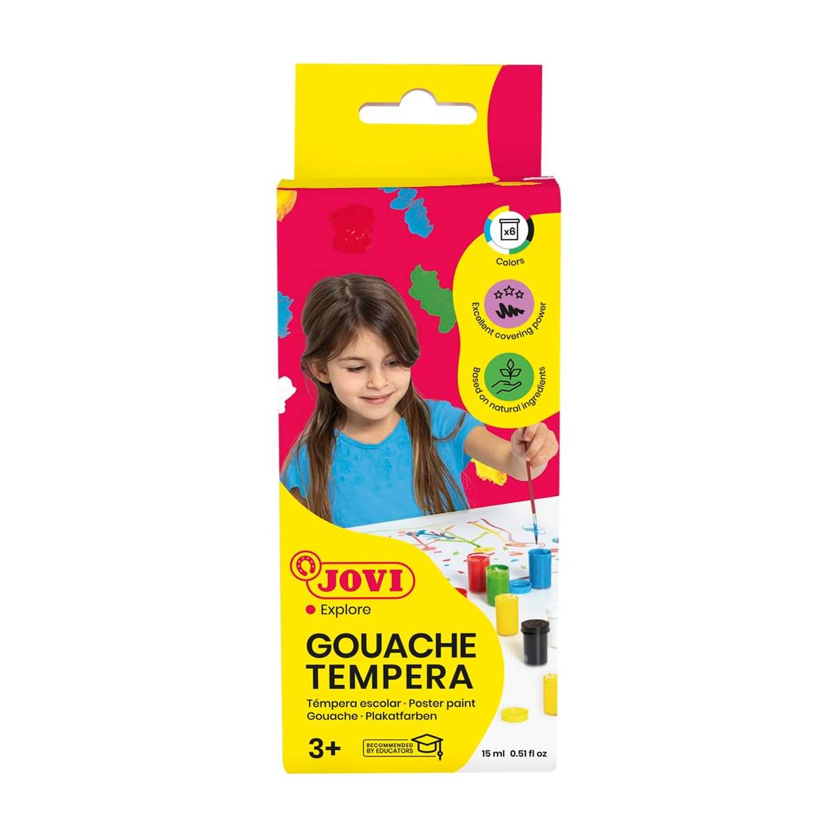 Plakatfarbe Gouache Schulfarbenset 6er Set mit Pinsel