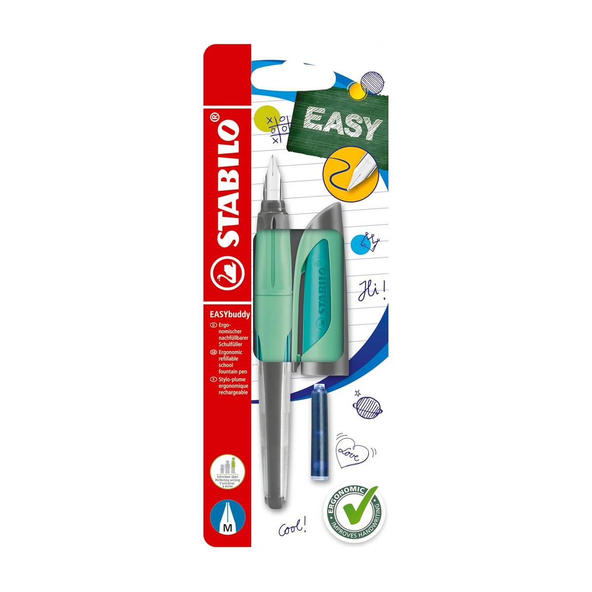 EASYbuddy Schulfüller mit Standard-Feder M - in Pastel Minze inkl. Patrone
