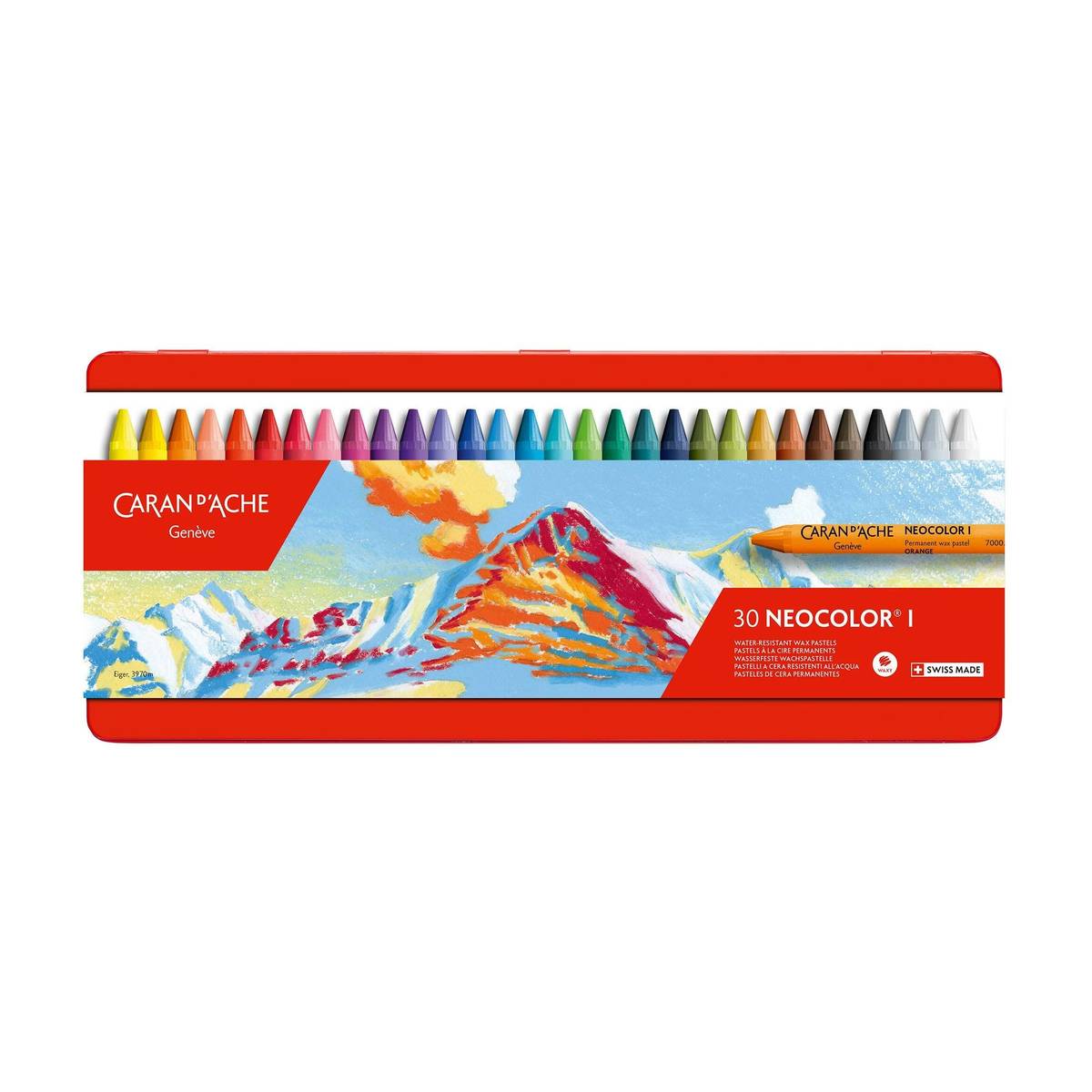 Caran d'Ache - Neocolor I Wachsmalkreide 30 Farben Metallbox