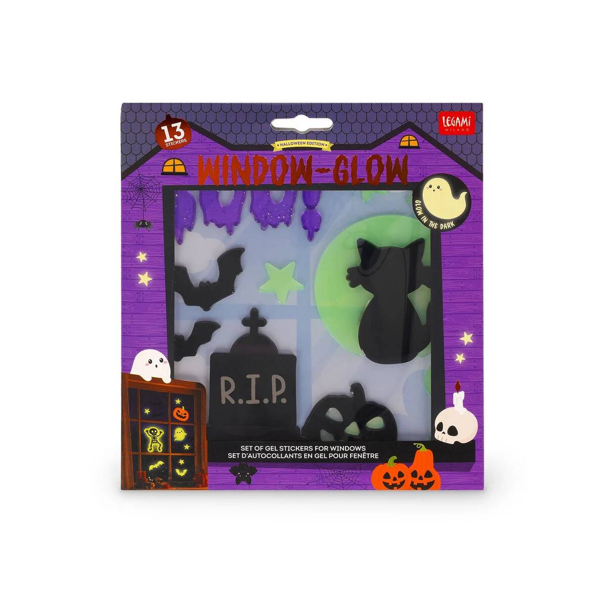 Windo-Glow Halloween Gel-Fensteraufkleber Boo! – nachtleuchtend