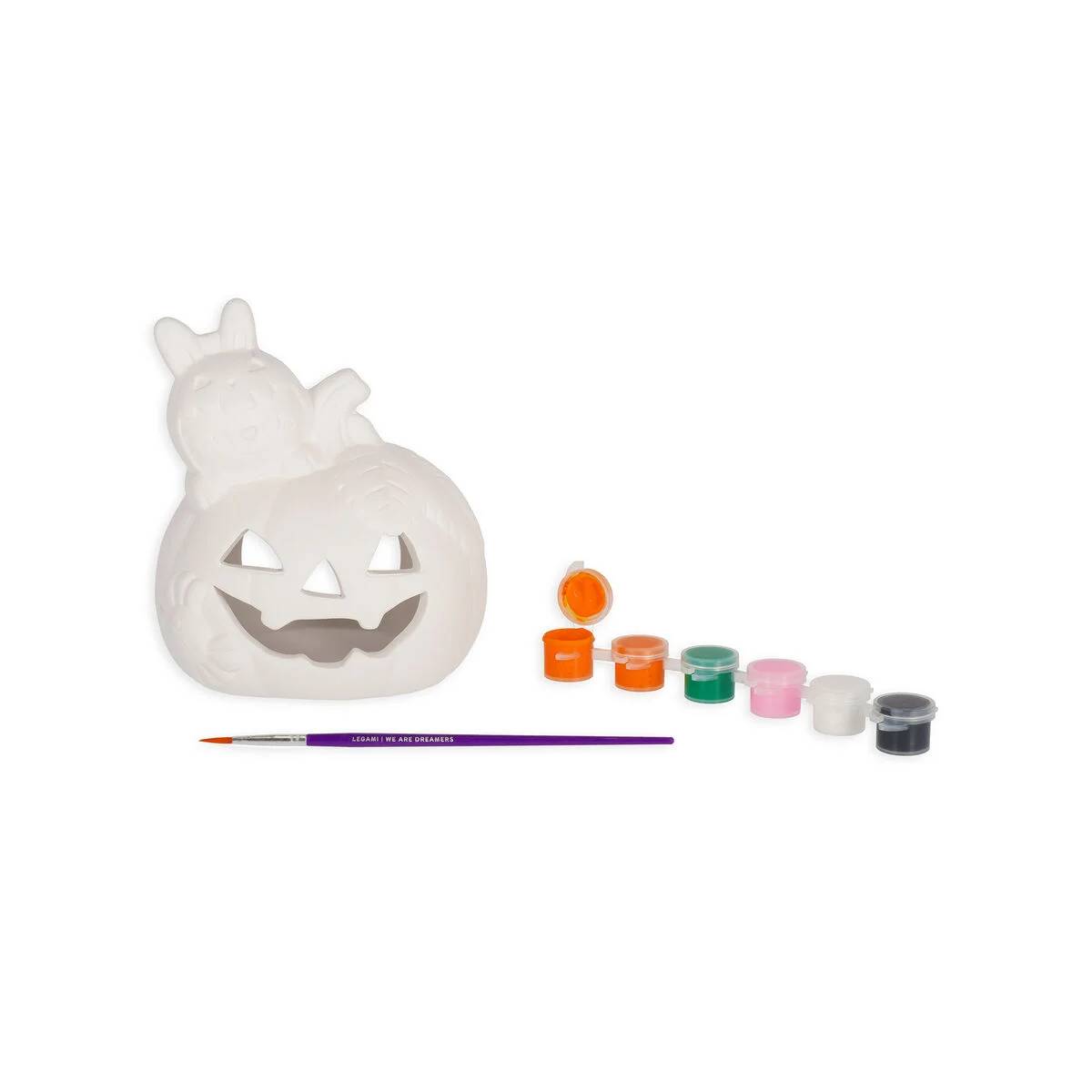 Legami DIY Halloween Keramik-Kerzenhalter Bastelset Bunny – Mit 6 Acrylfarben & Pinsel