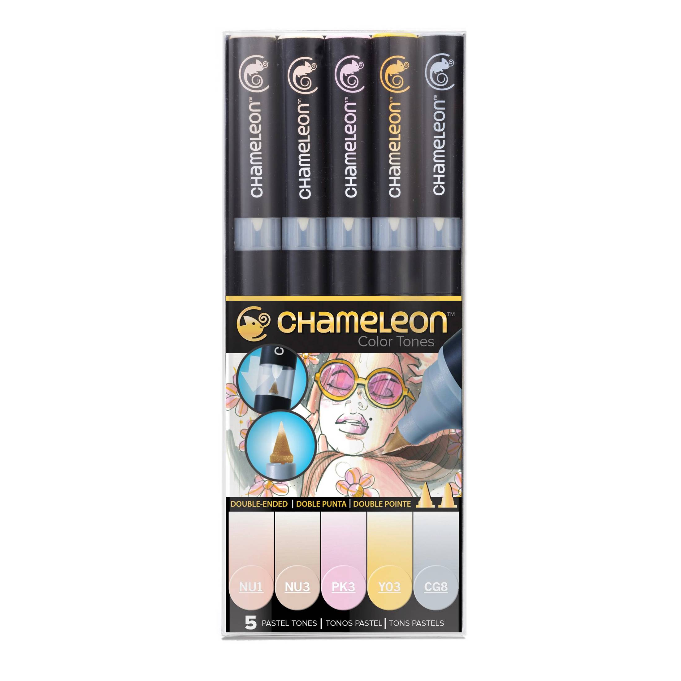 Chameleon 5 Pastell Chameleon Marker Set mit integriertem Blender