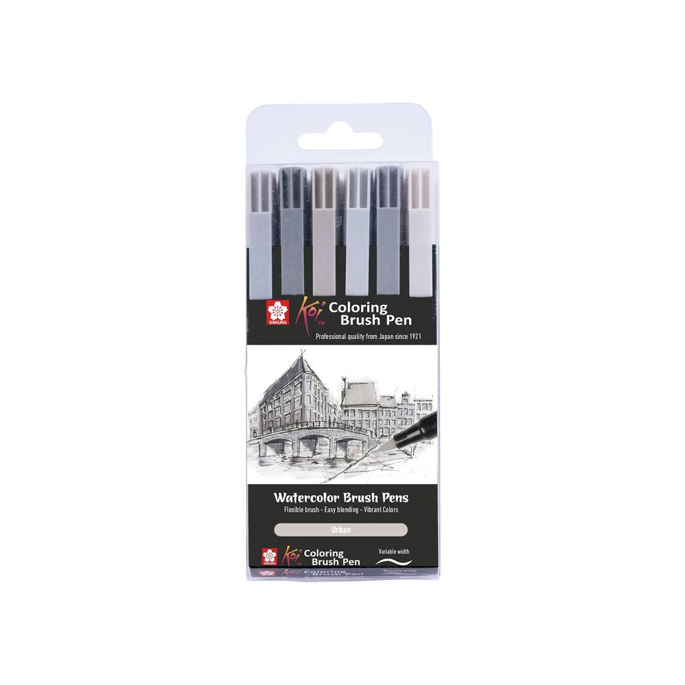 Ensemble de pinceaux Koi Color 6 pièces gris urbain