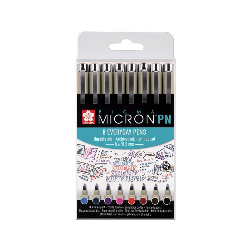 Sakura Pigma Micron PN Everyday Pen 8er Set farbig | MeinStift