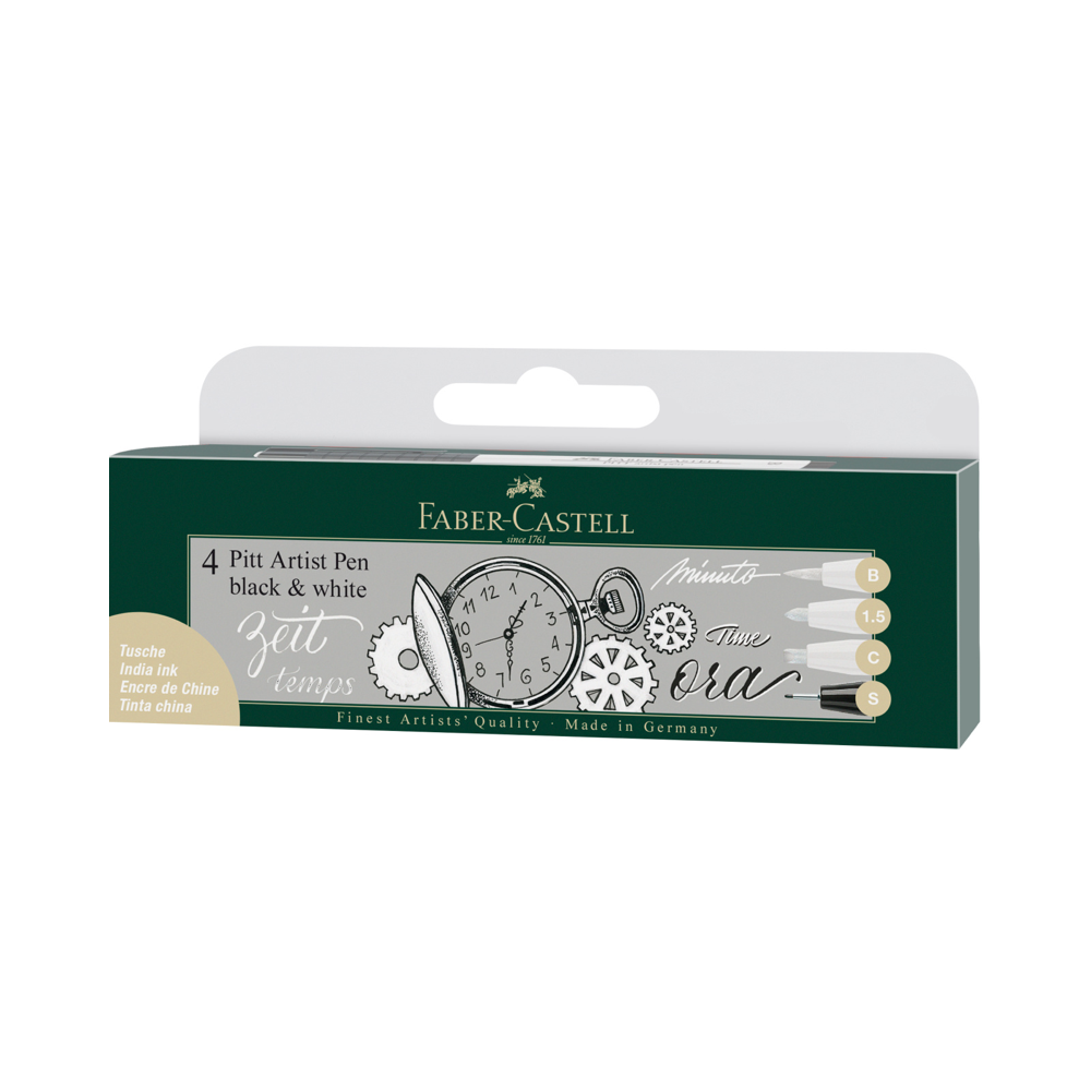 Faber-Castell Pitt Artist Pen Schwarz & Weiss 4er Set | MeinStift