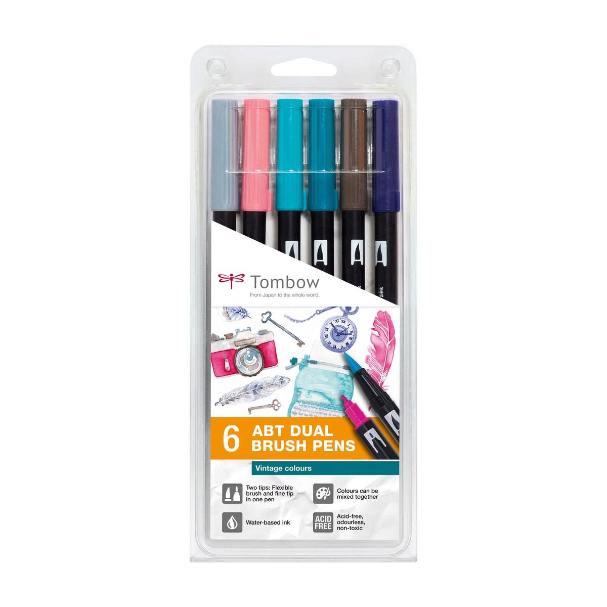 Tombow - Brush Pen - Set 6 Vintagefarben