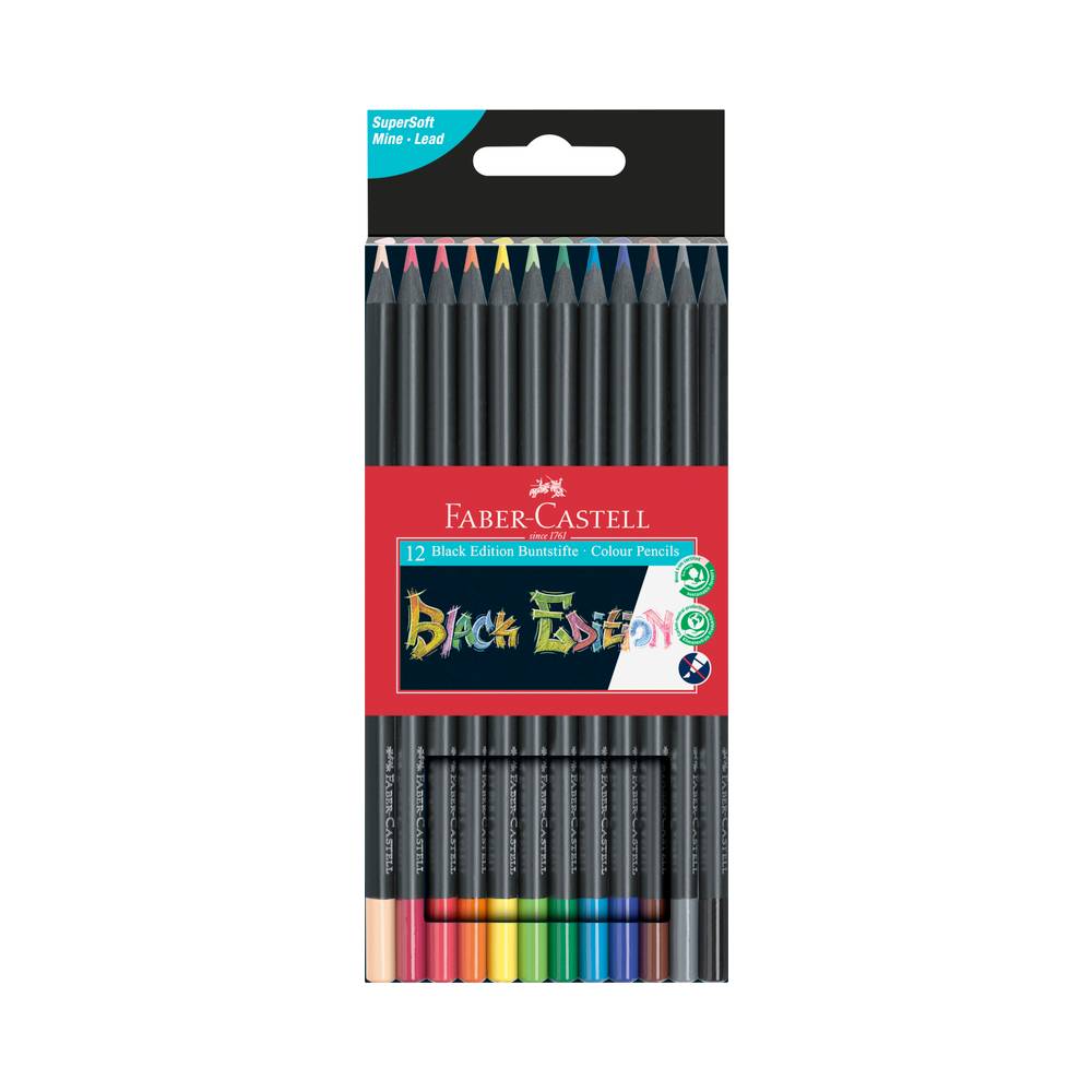 Faber-Castell Schwarz Edition Buntstifte 12-teilig | MeinStift