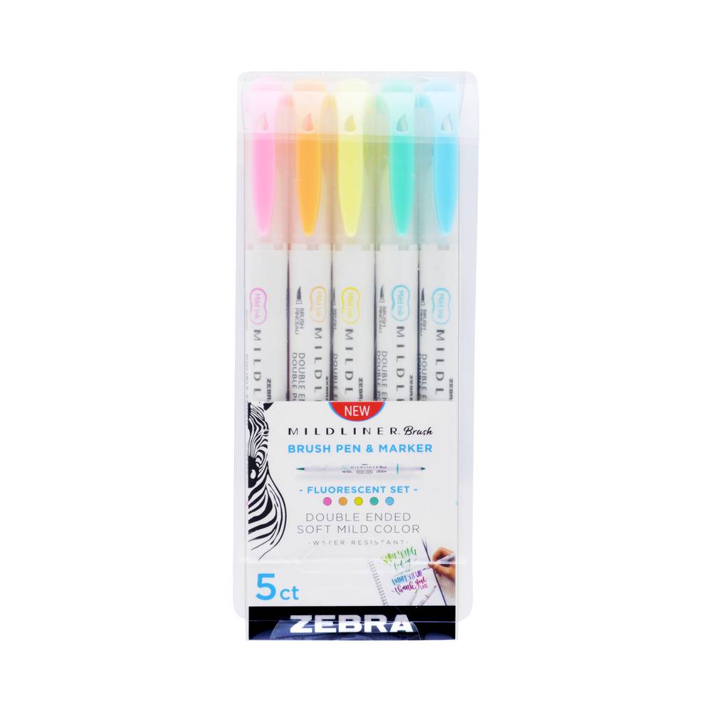 Set de 5 feutres Mildliner Bulletjournal Brush tons fluorescents