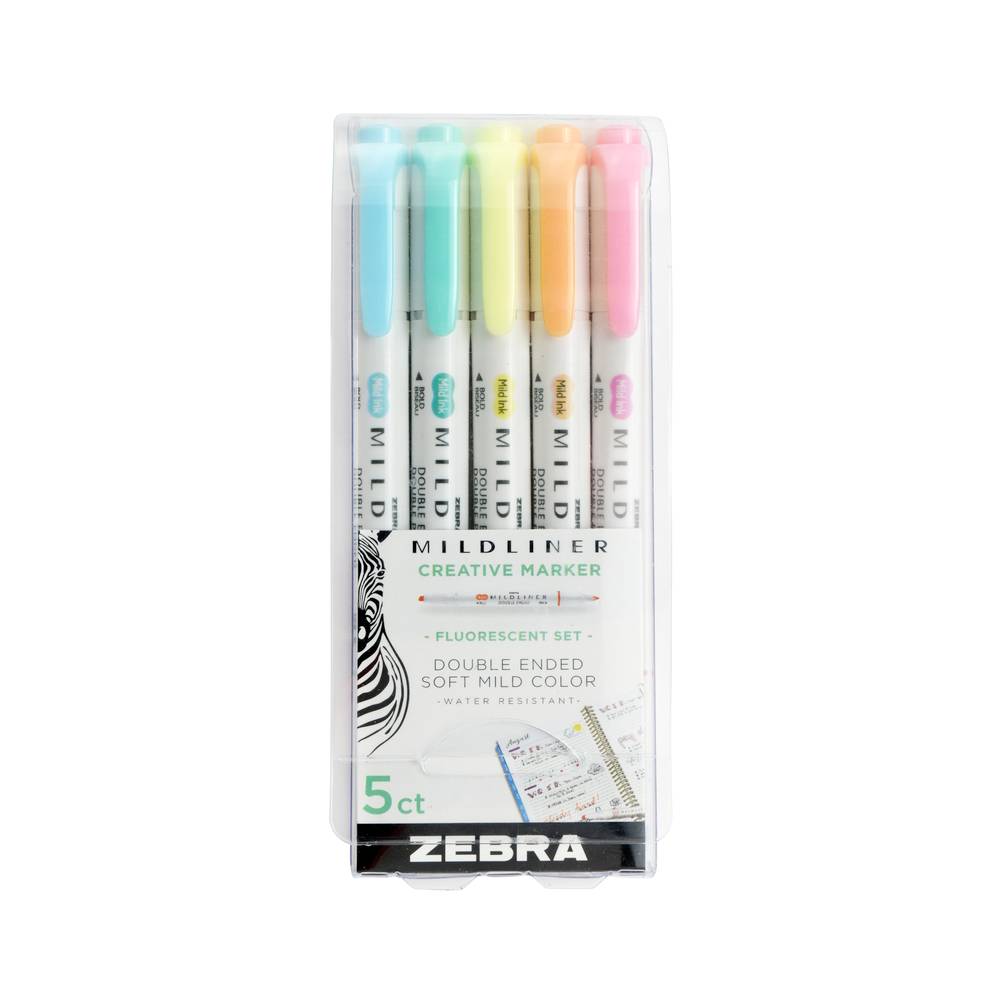 Set de 5 stylos Mildliner à tons fluorescents pour Bullet Journal
